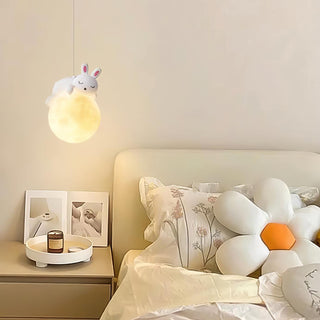 Lustra Suspension Lampe Ours Lune pour Chambre d'Enfant