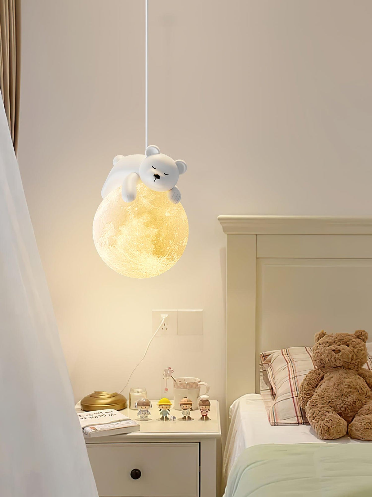 Sorena Suspension Lampe Ours Lune pour Chambre d'Enfant