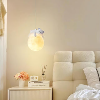 Lustra Suspension Lampe Ours Lune pour Chambre d'Enfant