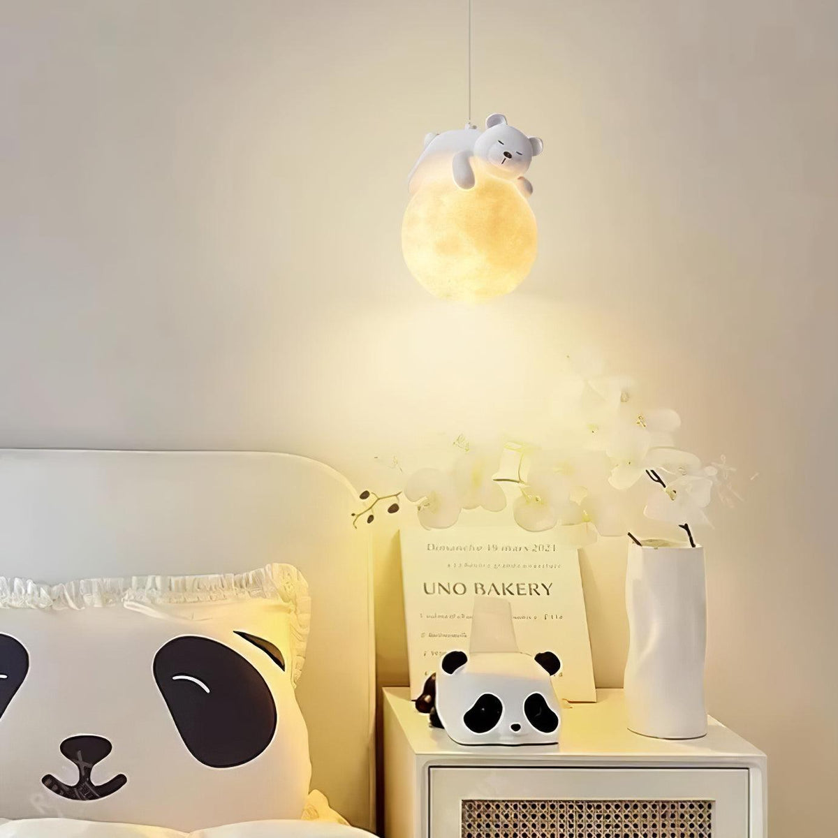 Sorena Suspension Lampe Ours Lune pour Chambre d'Enfant
