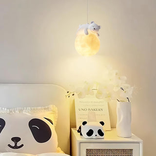 Lustra Suspension Lampe Ours Lune pour Chambre d'Enfant