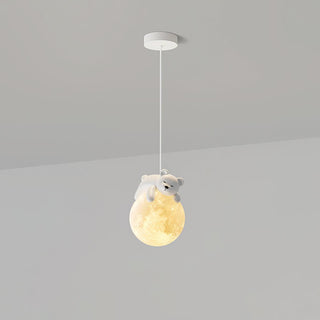 Lustra Suspension Lampe Ours Lune pour Chambre d'Enfant