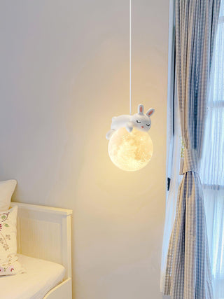Lustra Suspension Lampe Ours Lune pour Chambre d'Enfant