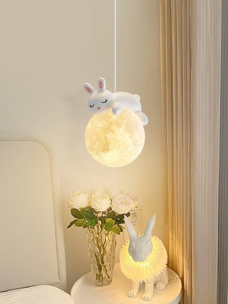 Lustra Suspension Lampe Ours Lune pour Chambre d'Enfant