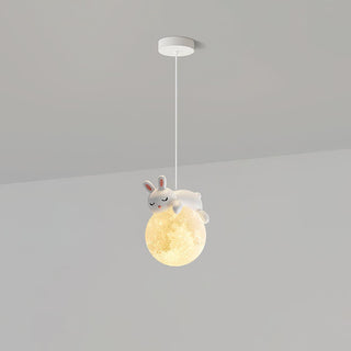 Lustra Suspension Lampe Ours Lune pour Chambre d'Enfant