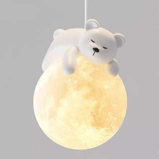 Lustra Suspension Lampe Ours Lune pour Chambre d'Enfant