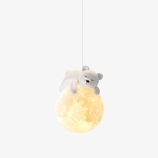 Lustra Suspension Lampe Ours Lune pour Chambre d'Enfant