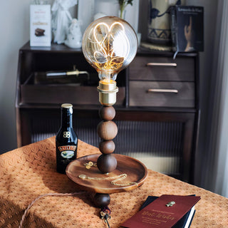 Idoryre Wooden Bead Table Lamp-Neutral Decor