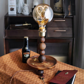 Idoryre Wooden Bead Table Lamp-Neutral Decor