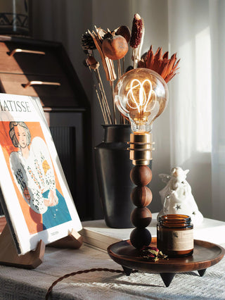 Idoryre Wooden Bead Table Lamp-Neutral Decor