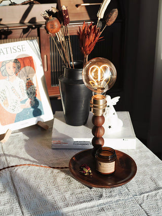 Idoryre Wooden Bead Table Lamp-Neutral Decor