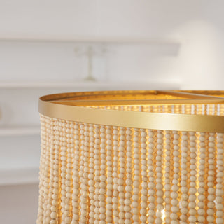 Odette Lustre en Bois et Perles de Noix de Coco
