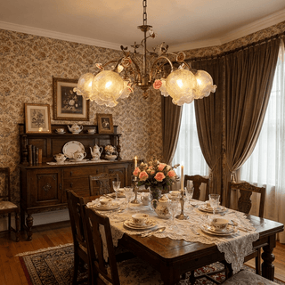 Antique Brass Rose Chandelier-Neutral Decor