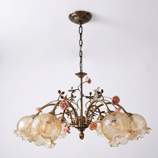 Antique Brass Rose Chandelier-Neutral Decor