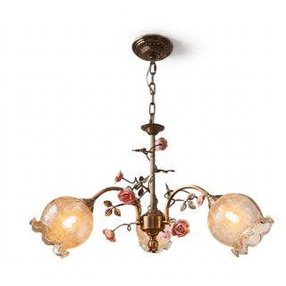 Antique Brass Rose Chandelier-Neutral Decor