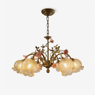 Antique Brass Rose Chandelier-Neutral Decor