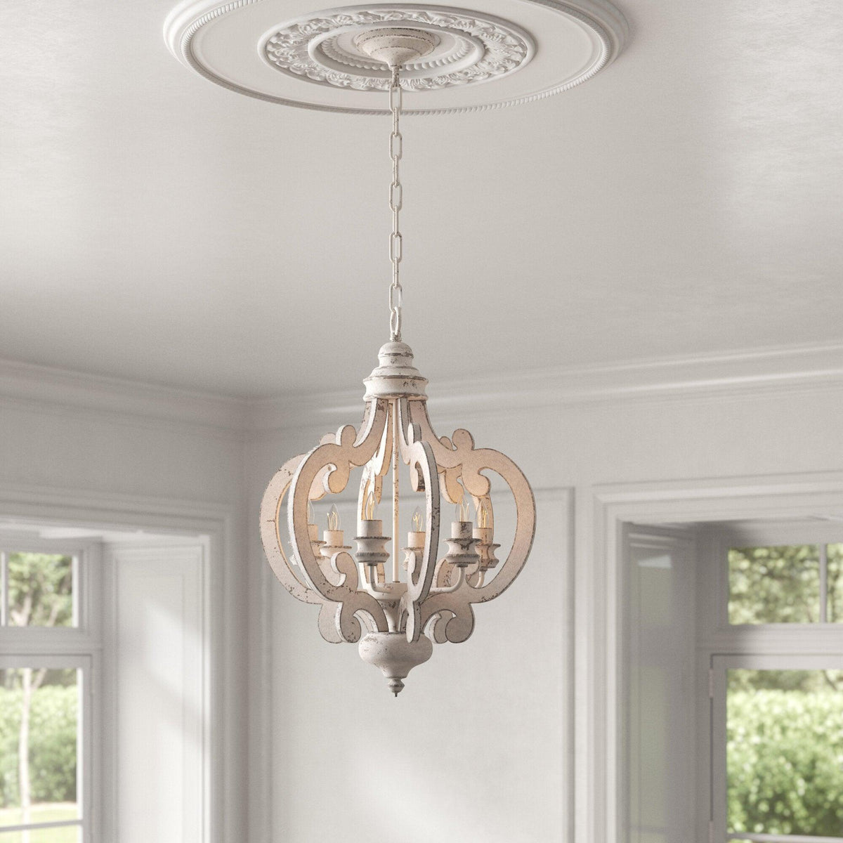 Olvira Lustre en Bois Vintage
