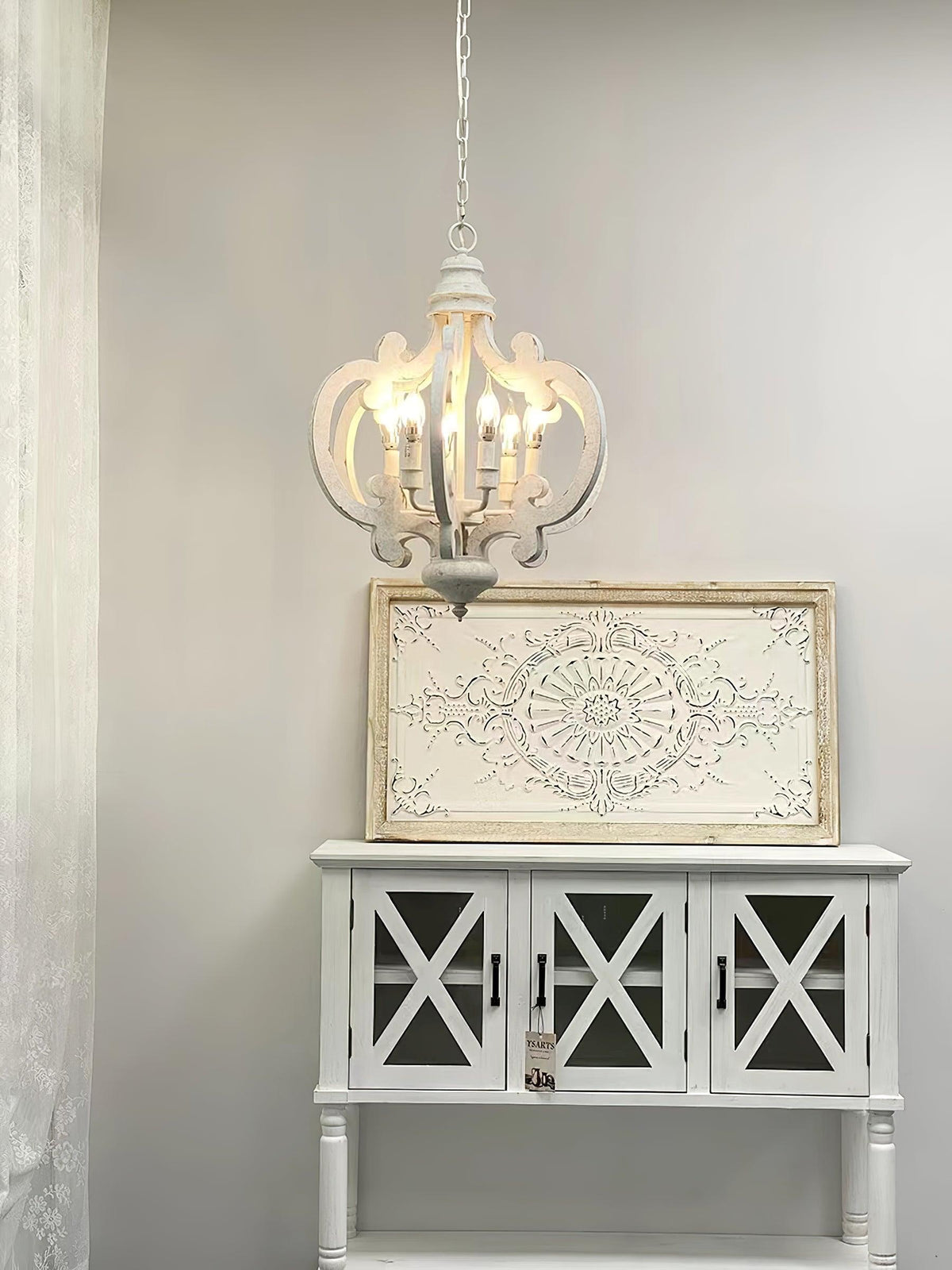 Olvira Lustre en Bois Vintage