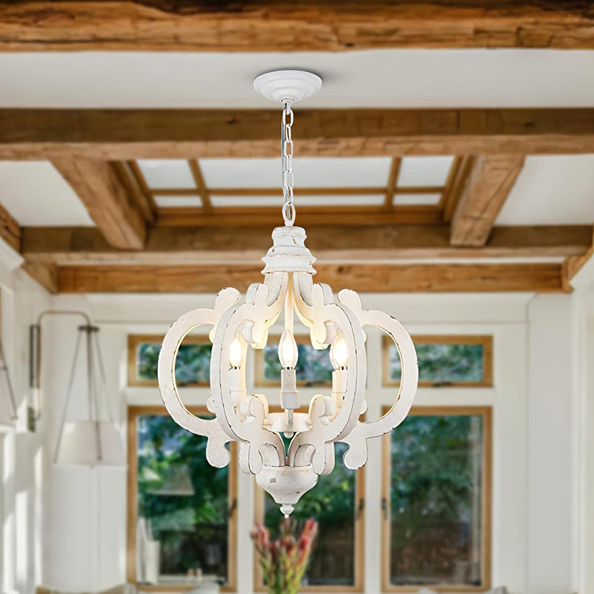 Olvira Lustre en Bois Vintage