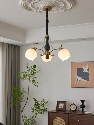 Lustra Lustre Bois Verre Vintage