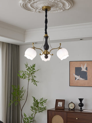 Lustra Lustre Bois Verre Vintage