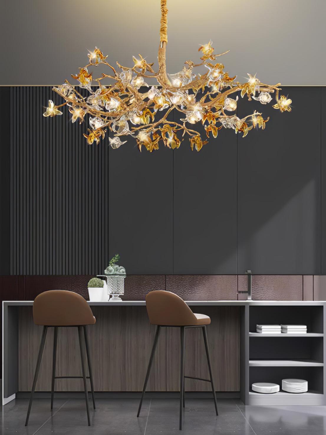 Calane Lustre Branche Laiton Cristal Luxueux