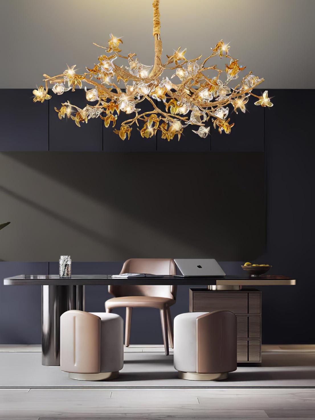 Calane Lustre Branche Laiton Cristal Luxueux