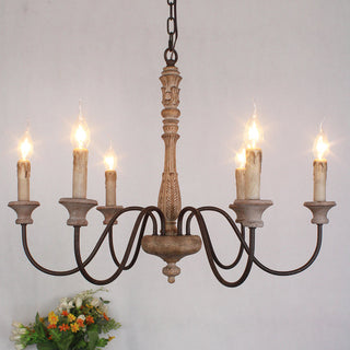 Ljomuvyi Lustre Traditionnel En Métal Et Bois De Style Ferme