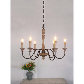Ljomuvyi Lustre Traditionnel En Métal Et Bois De Style Ferme