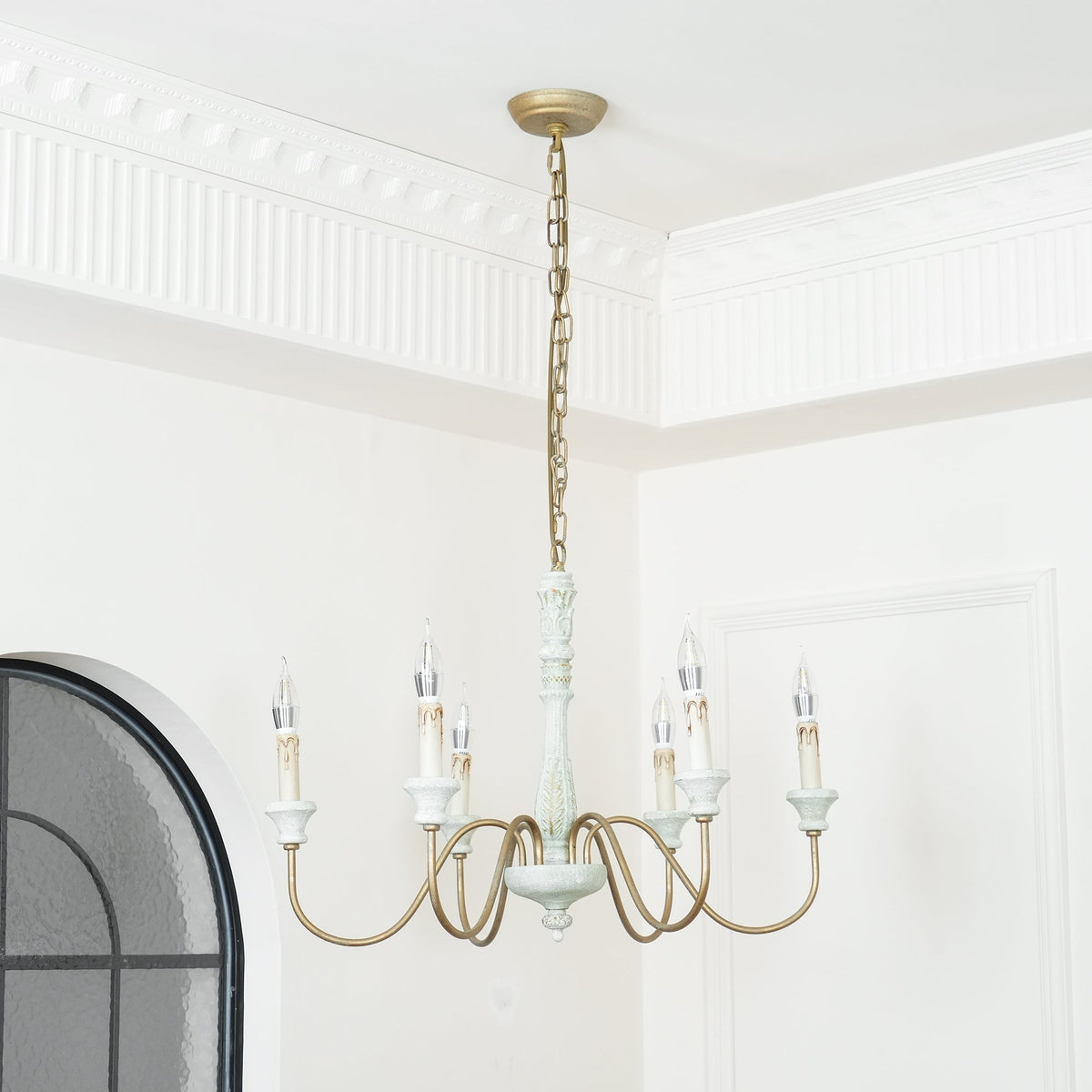 Ljomuvyi Lustre Traditionnel En Métal Et Bois De Style Ferme