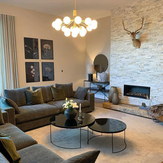 Lustra Suspension en Verre Globe Cluster Laiton