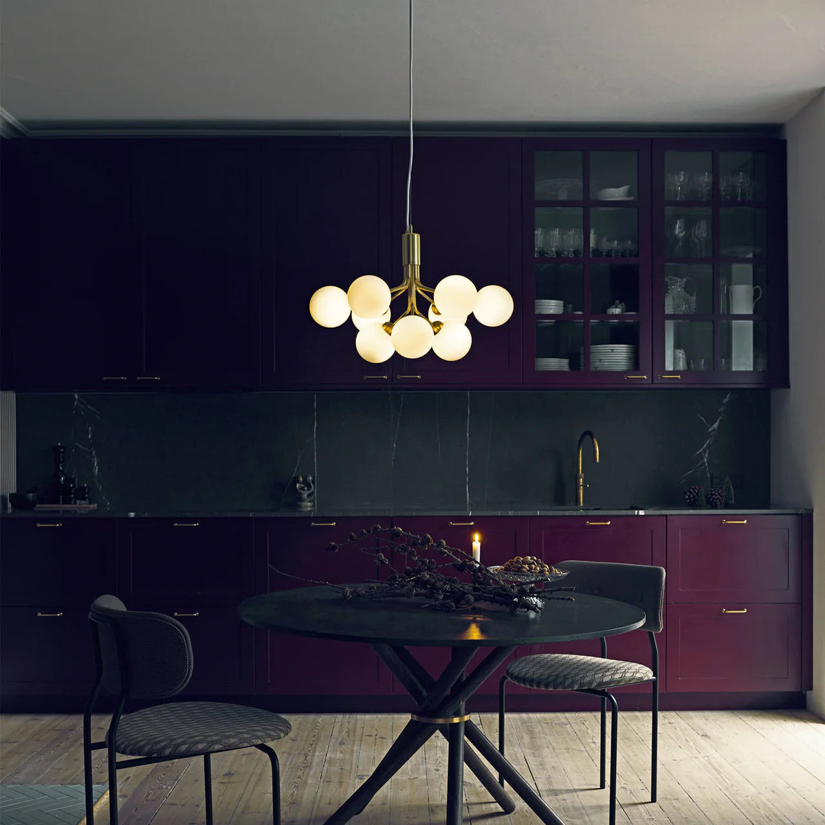 Peressa Suspension en Verre Globe Cluster Laiton