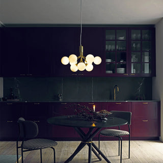 Lustra Suspension en Verre Globe Cluster Laiton