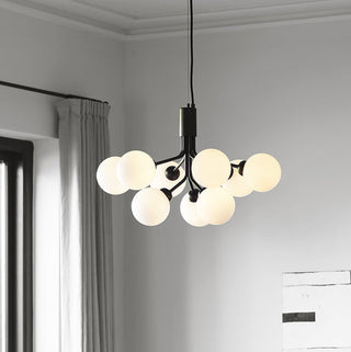 Lustra Suspension en Verre Globe Cluster Laiton