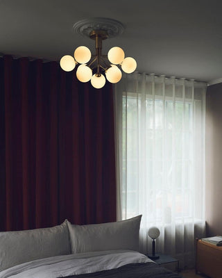 Lustra Suspension en Verre Globe Cluster Laiton