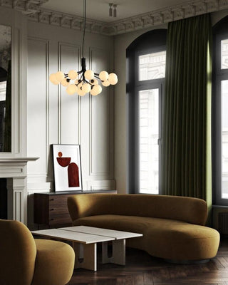 Lustra Suspension en Verre Globe Cluster Laiton