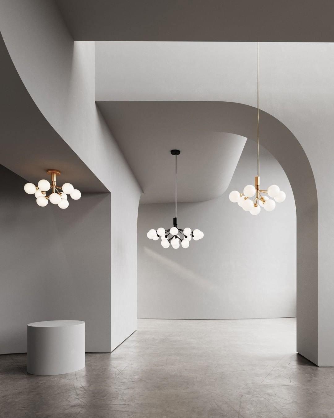 Peressa Suspension en Verre Globe Cluster Laiton