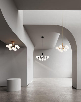 Lustra Suspension en Verre Globe Cluster Laiton