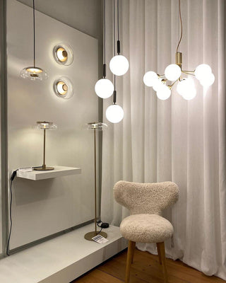 Lustra Suspension en Verre Globe Cluster Laiton