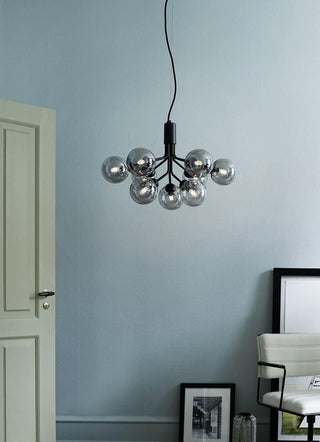 Lustra Suspension en Verre Globe Cluster Laiton