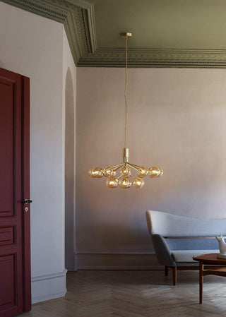 Lustra Suspension en Verre Globe Cluster Laiton