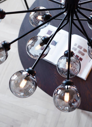 Lustra Suspension en Verre Globe Cluster Laiton