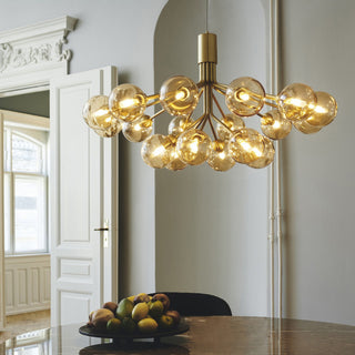 Lustra Suspension en Verre Globe Cluster Laiton