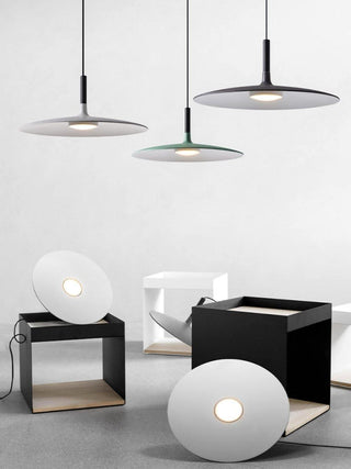 Lustra Suspension Lampe Disque Plat en Aluminium-Luire