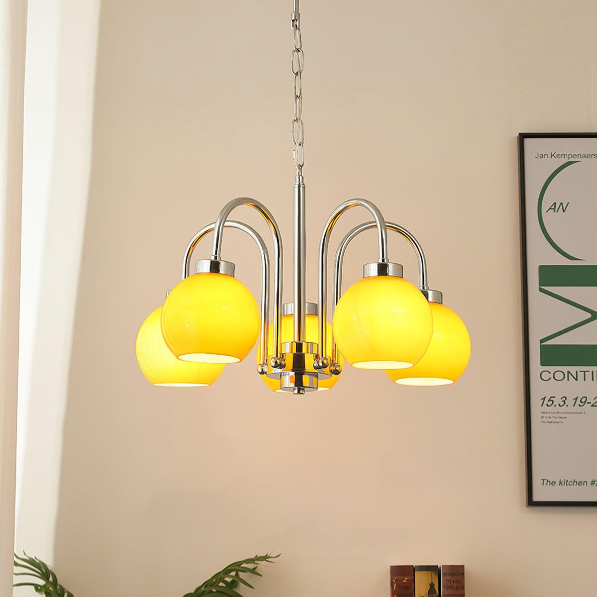 Iseleya Lustre Boules en Verre Jaune