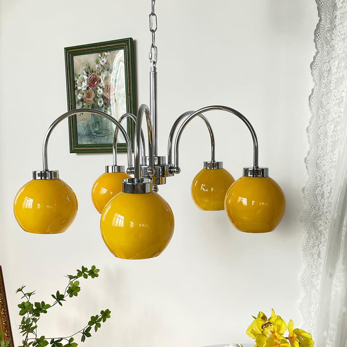 Iseleya Lustre Boules en Verre Jaune