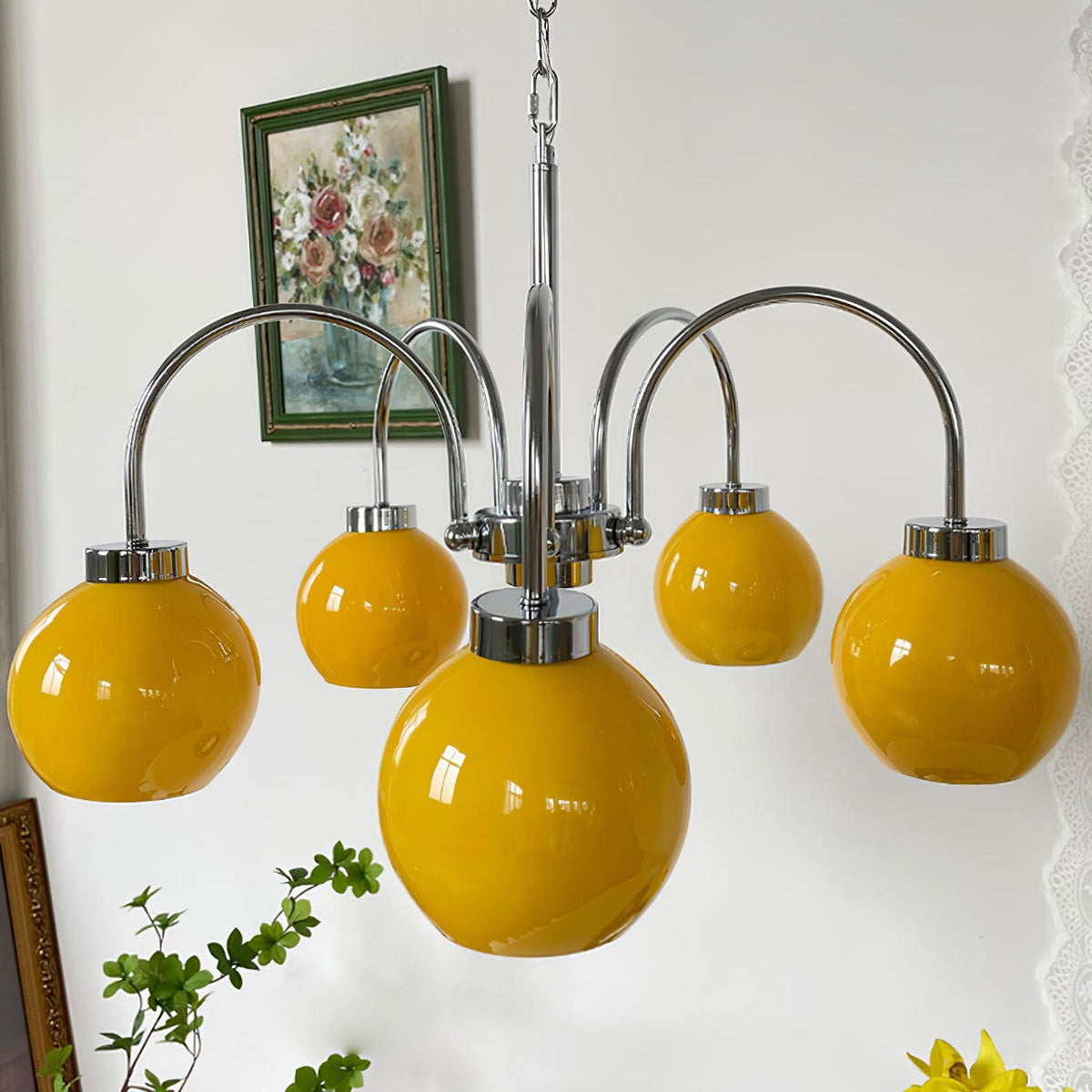 Iseleya Lustre Boules en Verre Jaune