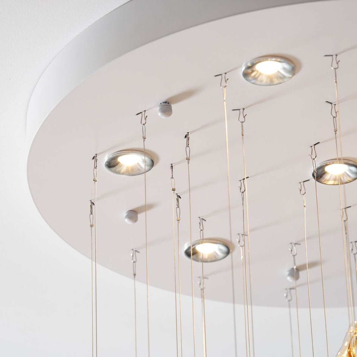Aqua Ripple Glass Art Customize Chandelier-Neutral Decor