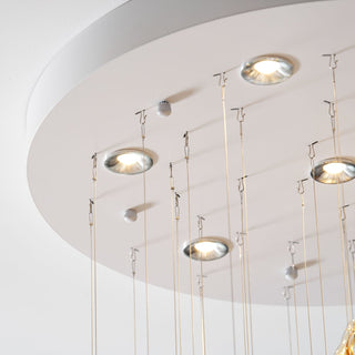 Aqua Ripple Glass Art Customize Chandelier-Neutral Decor