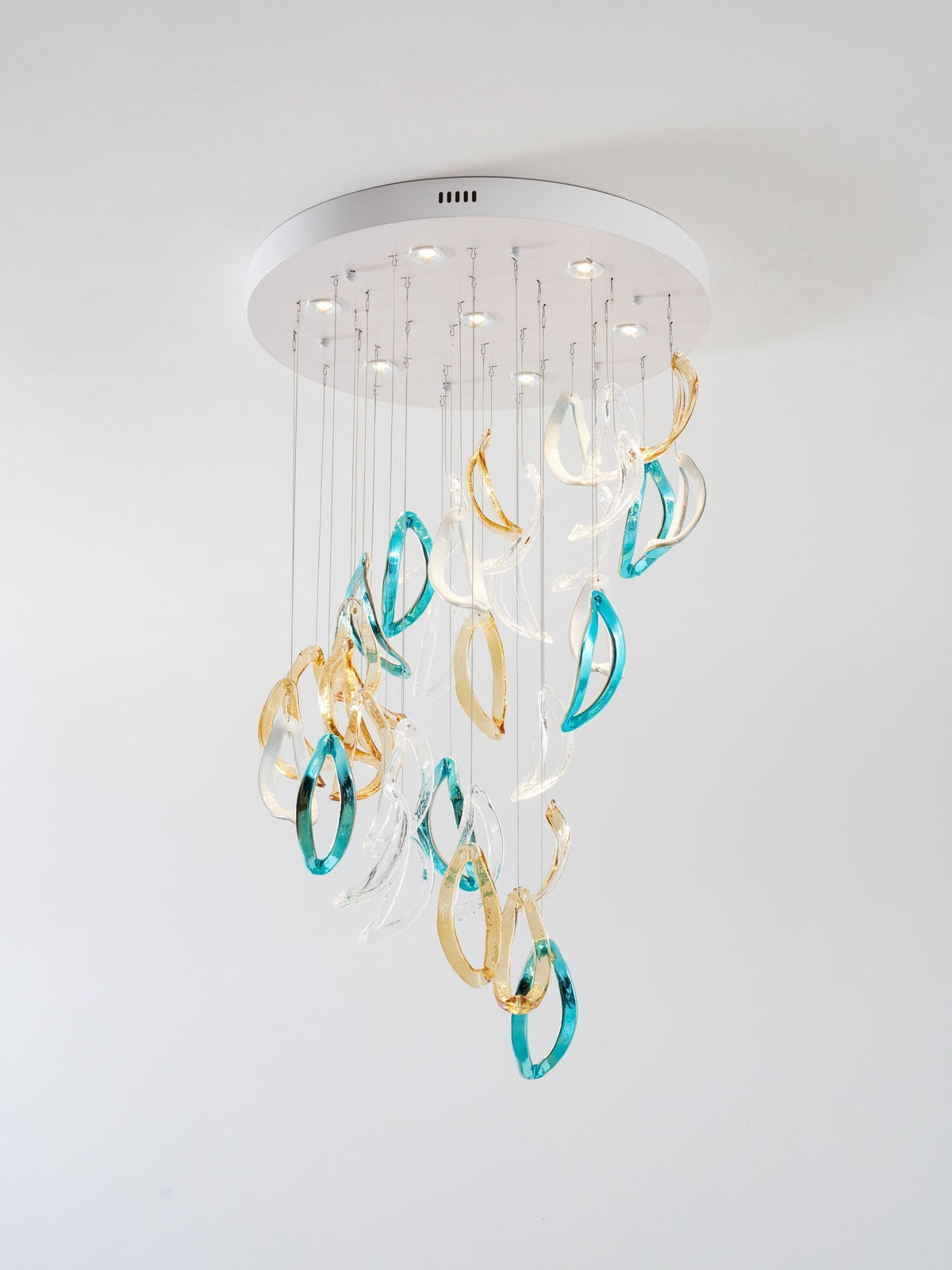 Aqua Ripple Glass Art Customize Chandelier-Neutral Decor
